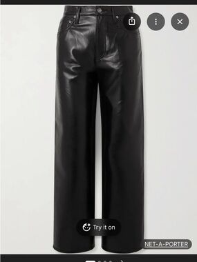 Agolde Black Recycled Leather Wide-Leg Pants